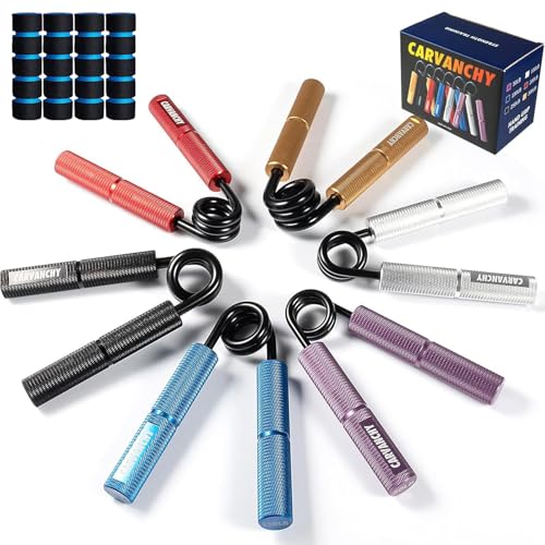 Grip Strength Trainer Set, 6 Pack, 50-350LB, Wrist Forearm Strengthener, Metal No Slip, Hand Grip Gripper Strengthener for Strength Training and Exercise, Hand Workout Squeezer Grip Strength - color: Purple/Silver/Blue/Red/Black/Gold