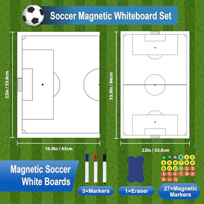 2 Piece Large Coaches Clipboard,White Dry Erase Coaching Sheet for Whiteboard,Basketball Tactics White Board for Coaches and Teachers Gift, Teaching Aid Tools for Classrooms - style: Soccer