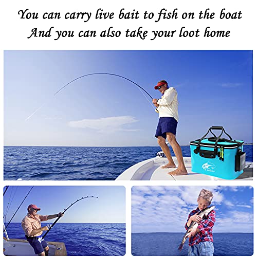 Grneric Fishing Bucket, 6Gallon/8Gallon/10Gallon Foldable Fish Bucket,Live Fish Container Multi-Functional Live Fish Bait Bucket,Outdoor Camping EVA Fishing Bag and Fish Protection Bucket - color: 30l/8gallon(blue)