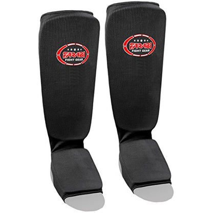 Farabi shin Instep, kick Boxing Training Pads, Karate Pads,MMA Training Pads Highly Elasticated (Black, S/M)