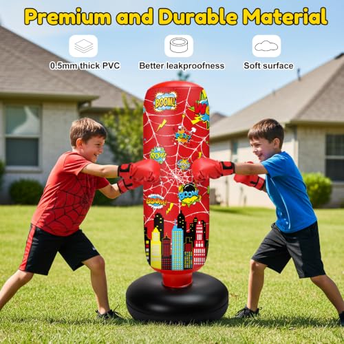 Jenaai 3 in 1 Inflatable Punching Bag for Kids, 40" Boxing Kit