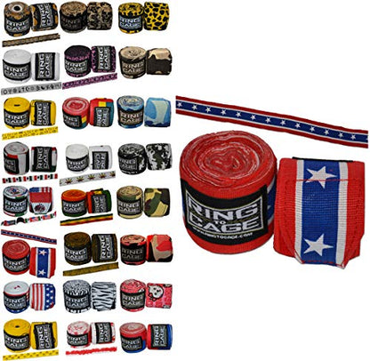 Ring to Cage Handwraps Mexican Style Stretchable- Patterned 180" Long - 23 Color Patterns - color: American