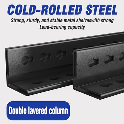 3-Tier Metal Storage Organizer Shelf 5-10 Gallon Fish Tank Stand and Small Reptile Cage Rack Multi-Use Shelf for Home Office Black