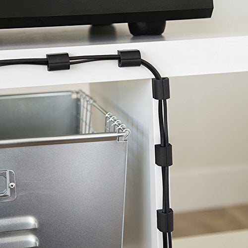 D-Wings Cord Clip Organizer, Large, Black, 12-Piece