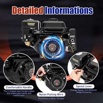 7.5HP Go Kart Engine 212cc 4 Stroke Gas Engine Horizontal Engine OHV Gasoline Air Cooling Go Kart Engine Motor for Lawnmower Scarifier Go Kart Compressor