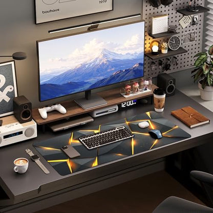 Gaming Mouse Pad - (31.5"×11.8") Honeycomb Large Mouse Pads for Desk - Desk Mat for Keyboard and Mouse with Non-Slip Base, Desks Pad Matfor Game/Office & Home (Black Gold) - color: Black Gold