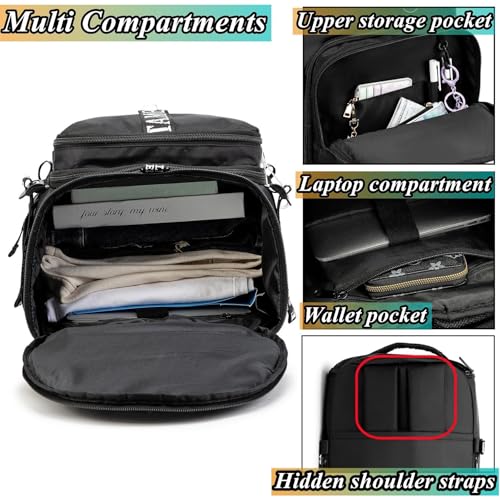 Gym Duffle Bag Backpack,4‑Way Waterproof with Shoe Compartment Travel Laptop - color: Black