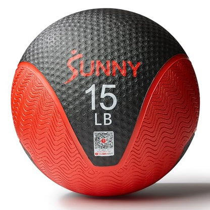 Sunny Health & Fitness Medicine Ball with Premium Dual Textured Grip - size: 15 lb