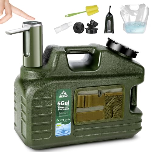 5 Gallon Water Jug with Pump, Camping Water Container, BPA Free Portable Water Dispenser with Spigot, Leak-Proof Large Camping Water Jug for Emergency Storage,Outdoor,Hiking