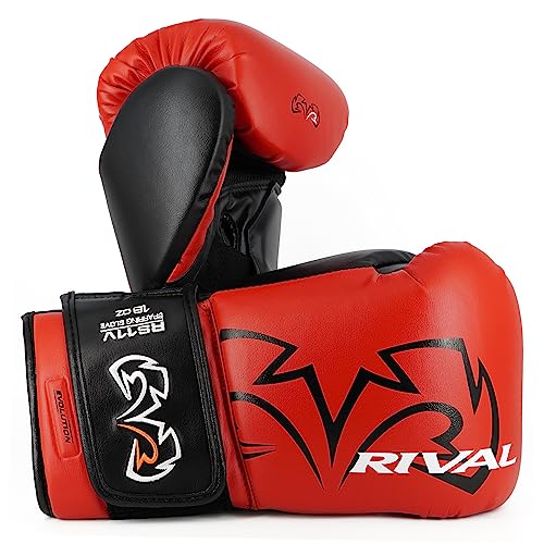 RIVAL Boxing RS11V Evolution Sparring Gloves, Extra-Thick 2” Padding, V-Strap Wrist Lock 2 System, Large Hand Compartment, and 15 Degree Angle Cuff - color: Red, size: 18 oz.