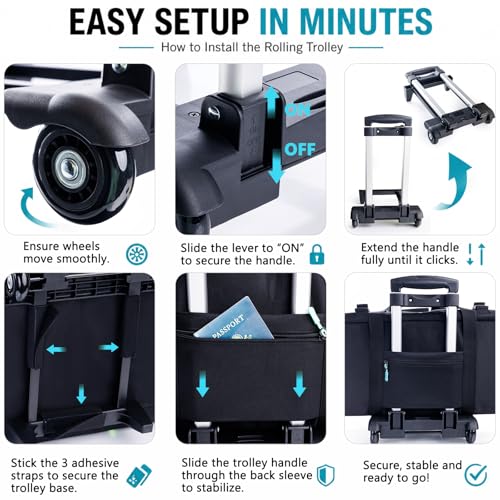 Rolling DJ Cable Bag with Wheels, DJ Equipment Bag with Laptop Compartment - color: Blue, size: With Wheels