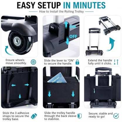Rolling DJ Cable Bag with Wheels, DJ Equipment Bag with Laptop Compartment - color: Blue, size: With Wheels