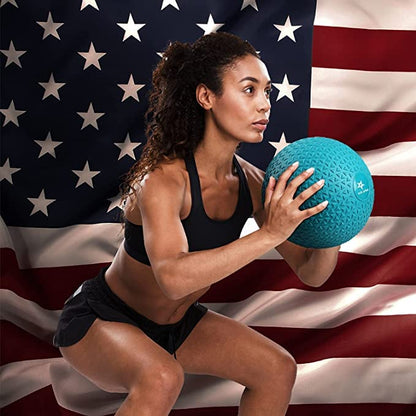 Yes4All Slam Balls, 10-40lb Weighted Ball Weight, Durable PVC Sand Filled Workout Dynamic Slam Ball for Strength Training, Triangle, Teal, 10lbs - color: Trendy teal, style: A. 10lbs