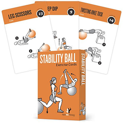 Stability Workout Cards - Instructional Fitness Deck for Women & Men, Beginner Fitness Guide to Training Exercises at Home or Gym - style: Stability