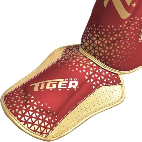 Shin Guards MMA, Muay Thai, Kickboxing, Leg Instep Protection Pads, Kicking, Sparring, Training Gear, Karate, Boxing, Taekwondo - Unisex - Black and White Colors - color: Red, size: Medium