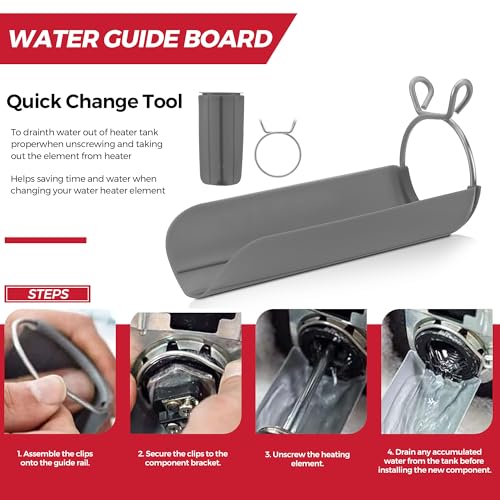 Water Heater Elements, 4500W/240V Hot Water Heater Elements Pack Including Element Wrench and Element Quick Change Tool- Water Guide Board, Fits Most Models of Dual Element Eletrical Water Heaters