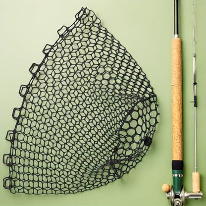 FRCOLOR Silicone Mesh Fishing Net Replacement, Foldable Fish Net Bag Without Handle, Lightweight Black Silicone Fish Netting for Freshwater and Saltwater Fishing