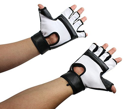 Pair of Last Punch Pro Style Artificial Leather Fingerless Boxing Fighting MMA Training Gloves Black/White - size: X-Large