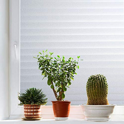 Privacy Window Film, Non Adhesive White Strips Removable Vinyl Glass Film,Faux Shutter Blinds Static Cling Glass Covering for Home Office Security Protection UV Blocking(23.6X78.7 inches) - size: 23.6X78.7 inches