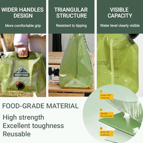 Collapsible Water Container 8L/2.1 Gallon Camping Water Jug with Adjustable Faucet, Leakproof BPA Free Food Grade Water Bag for Camping Backpack Hiking Emergency Prep (4 Pack) - size: 4Pcs
