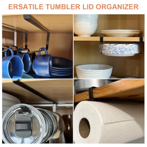 Tumbler Lid Organizer 2 Pack Space Saving Cup Lid Holders Organizers Storage Hook for Kitchen No Adhesive No Drill