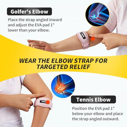 CAMBIVO 2 Pack Tennis Elbow Brace Strap for Tendonitis, Light Pink - color: Light Pink, size: 2 Count (Pack of 1)