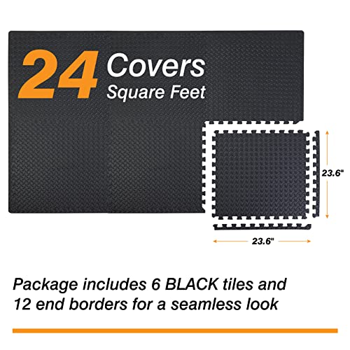 BIG RED ARPM001BK Interlocking Foam Mat Protective Exercise Workout Puzzle Floor Mat Tiles for Home Gym Equipment - color: Black