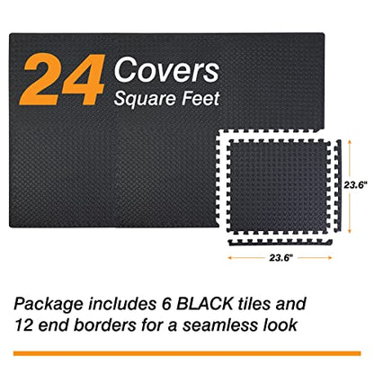 BIG RED ARPM001BK Interlocking Foam Mat Protective Exercise Workout Puzzle Floor Mat Tiles for Home Gym Equipment - color: Black