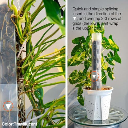 6 Pack Plastic Moss Pole for Monstera and Climbing Plants -Stackable Plant Support Stakes for Indoor Plants, Sphagnum Moss Compatible Poles for Aroid, Pothos, Philodendron