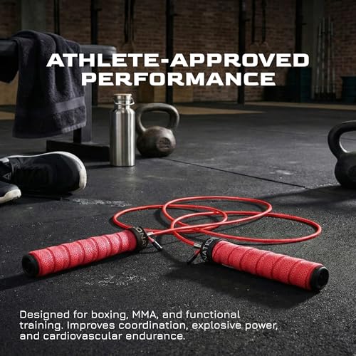 WOD Nation Weight Jump Rope for Men & Women, 1LB Adjustable Heavy Speed Rope with Removable Handle Weights, Dual Cables for Cross Training, Cardio, Home Workouts Adult Fitness Jump Rope - color: Red