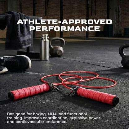 WOD Nation Weight Jump Rope for Men & Women, 1LB Adjustable Heavy Speed Rope with Removable Handle Weights, Dual Cables for Cross Training, Cardio, Home Workouts Adult Fitness Jump Rope - color: Red