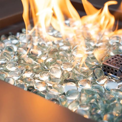 onlyfire Fire Pit Glass Rocks 10 lbs, High Luster Fire Glass Beads 1/2 Inch, Tempered Glass Marbles for Propane/Natural Gas Fire Pit, Fireplace, Multicolor & Blends Available - color: Crystal Ice