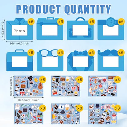 96 Pcs Father's Day Picture Frame Crafts DIY Photo Frame Crafts with Stickers for Happy Fathers Day Themed Home Activities Gifts Party Decorations - style: Happy Father's Day