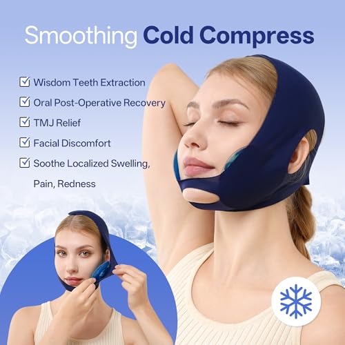 samply Wisdom Teeth Gel Ice Packs, Face Wrap for Jaw & Cheek, Cold Packs - color: Navy Blue