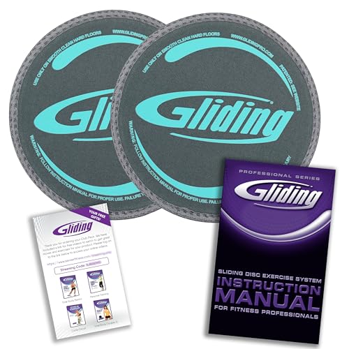 Gliding 9” Sliders for Working Out on Hardwood/Tile Floors, 1 Pair 4 Videos | The Original Exercise Sliders Disc for Full Body Fitness, Pilates, Core, Physical Therapy and Resistance Workouts - color: Grey (Hardwood) +Manual