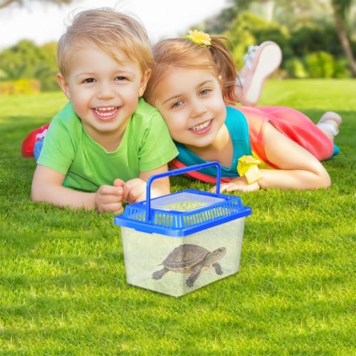 VOSAREA Portable Turtle Carrying Tank Plastic Aquarium Fish Tank with Lid for Home Use Small Reptile Travel Storage Box
