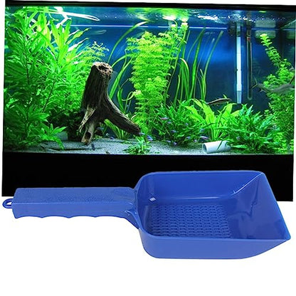 Toyvian Aquarium Sand Shovel Tool for Cleaning Fish Tank Blue Practical Design with Slats for Efficient Waste Removal and Substrate Filtering Essential Aquascaping Equipment