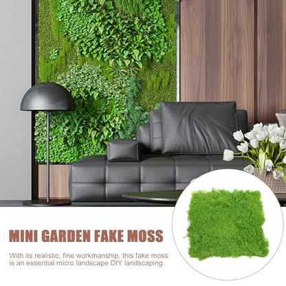 BESPORTBLE Artificial Moss Mat - Realistic Light Green Fake Grass Turf for Outdoor Landscaping, Window Display, Miniature Fairy Gardens, Easy to Install & Maintain