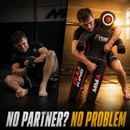 Unfilled Grappling Dummy – Adult Life Size Wrestling & BJJ Training Dummy, MMA Jiu Jitsu Judo Takedown & Throwing Practice, Heavy-Duty Triple-Stitched Canvas Submission Dummy - color: Black, size: 5ft / 60"