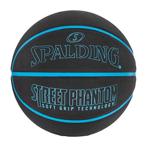 Spalding Outdoor Rubber Basketballs | Performance Rubber Cover Designed for Outdoor Play | Multiple Sizes & Colors - color: Street Phantom - Neon Blue/Black, size: Size 7, 29.5"