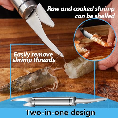 3 Shrimp Deveining Tool, FRIVASTIC Shrimp Peeler Cleaner, Tow-In-One Shrimp Line Knife, Stainless Steel Shrimp Line Knife, Stainless Steel Crawfish Peeler Tool, Shrimp Threader Fishing Line Remover - color: shrimp cleaner