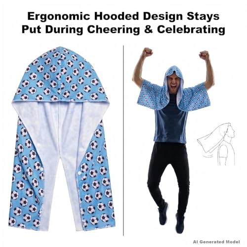 Cooling Hooded Towel for Soccer Fans & Outdoor Work, Black - color: Black
