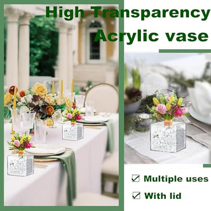 Acrylic Box Clear Display Boxes with Lids Plastic Decorative Boxes for Collectibles,Wedding Party - size: 4.73 x 4.73 x 4.73 Inch