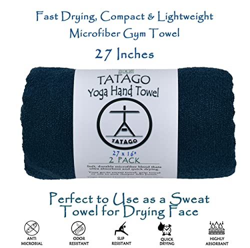 Hot Yoga Sweat Towel & Hand Towel - Soft & Absorbent, Quick Drying Microfiber, Non Slip for XL Yoga Mat or Gym, Travel Towel 2-Pack - color: Oceanic