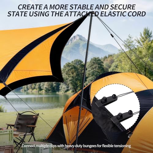 20Pack Tarp Clips Heavy Duty Lock Grip,Tarp Clamps with Bungee Cords for Pool Awning Cover,Outdoor Covers,and Camping - size: 20Pack