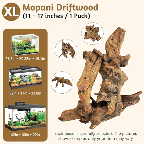 Large Natural Aquarium Driftwood Reptiles Branches Terrarium Ornament Sinkable Wood Decor Trunk Fish Tank Log Habitat Decoration (11"-17")