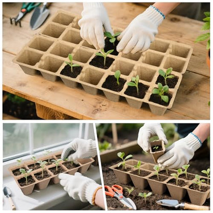 200 Cells Peat Pots, Seed Starter Trays Planting Trays for Seedlings, 20 Pack Germination Trays Peat Pot with 20 Labels