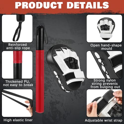Hiboom Boxing Sticks and Punching Mitts Set for Men Women