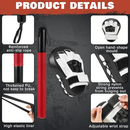 Hiboom Boxing Sticks and Punching Mitts Set for Men Women