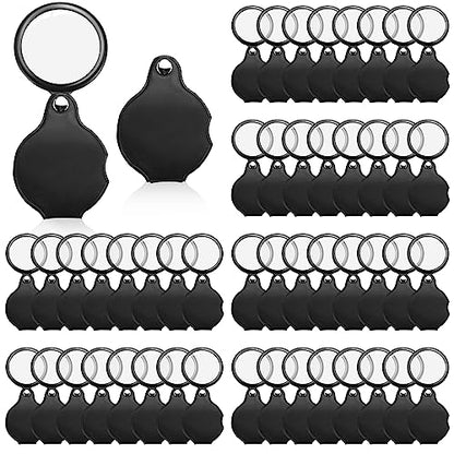 48 Pcs 10X Small Magnifying Glass Mini Pocket Magnifier with Rotating Protective Cover, Folding Magnify Glass Small Magnifying Lens for Reading, Jewelry, Hobby